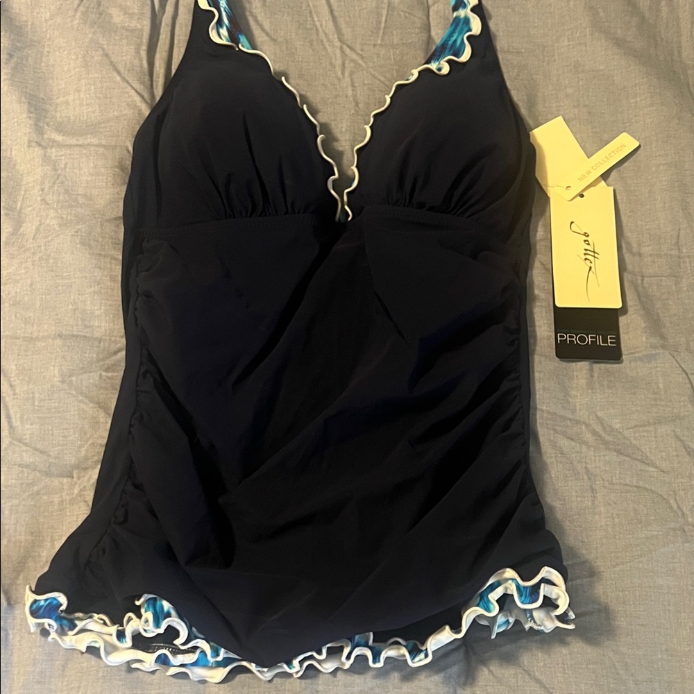 Gottex Navy and Aqua Swimsuit top
